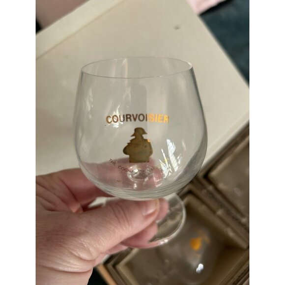 Courvoisier Cognac Napoleon Footed Snifter Glasses In Box Jarnac-France Vintage - Picture 7 of 7